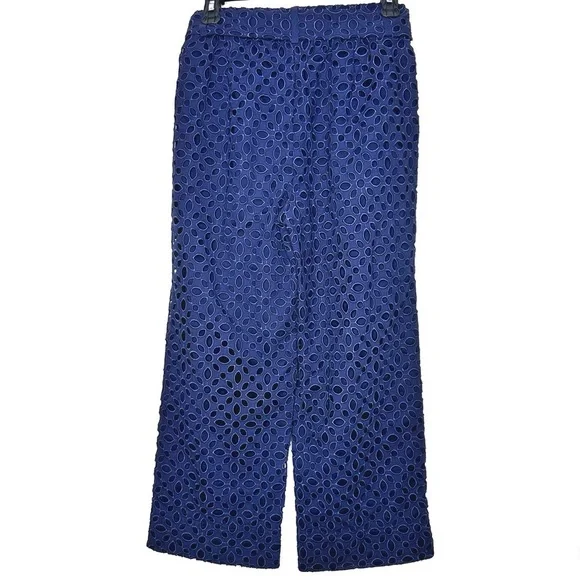 J.Crew Tie Waist Eyelet Pants Elastic Pull On Lined Trouser Pants Womens - Picture 7 of 10
